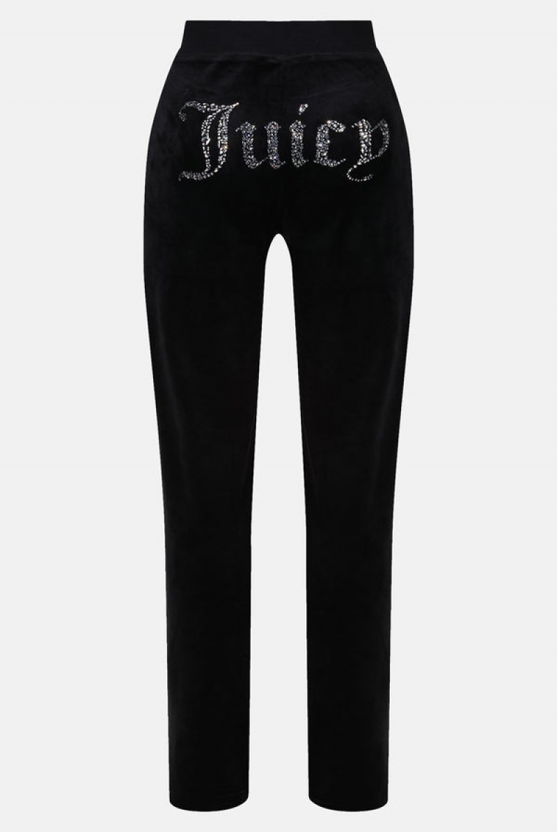 Black Juicy Couture Mixed Crystal Classic Velour Del Ray Bottoms | JC-SN652067