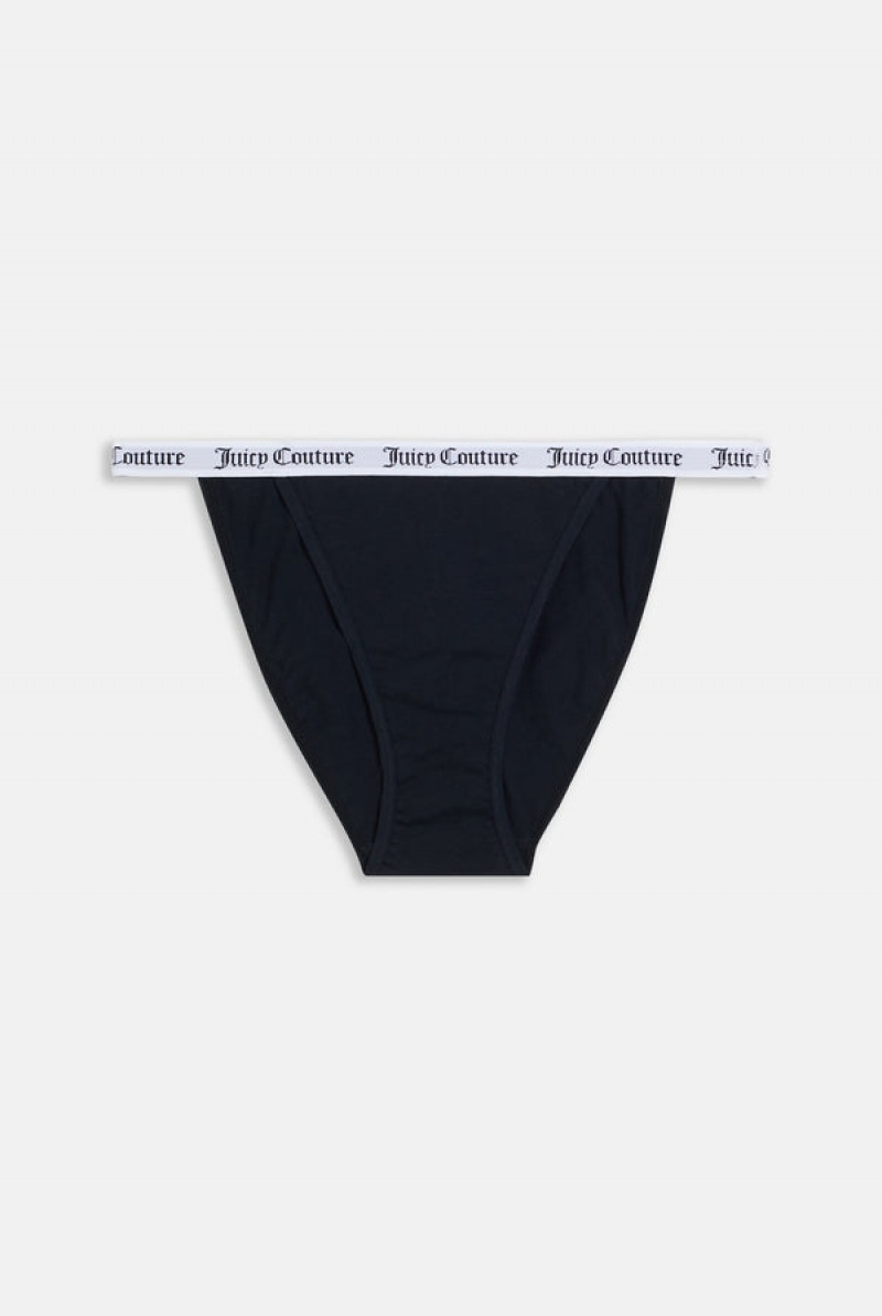 Black Juicy Couture Pack Of 3 Cotton Branded Waistband Briefs | JC-SN652270