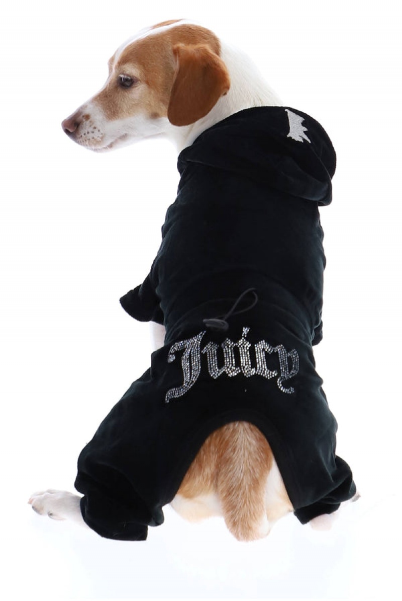 Black Juicy Couture Pet Velour Tracksuit M/L | JC-SN652312