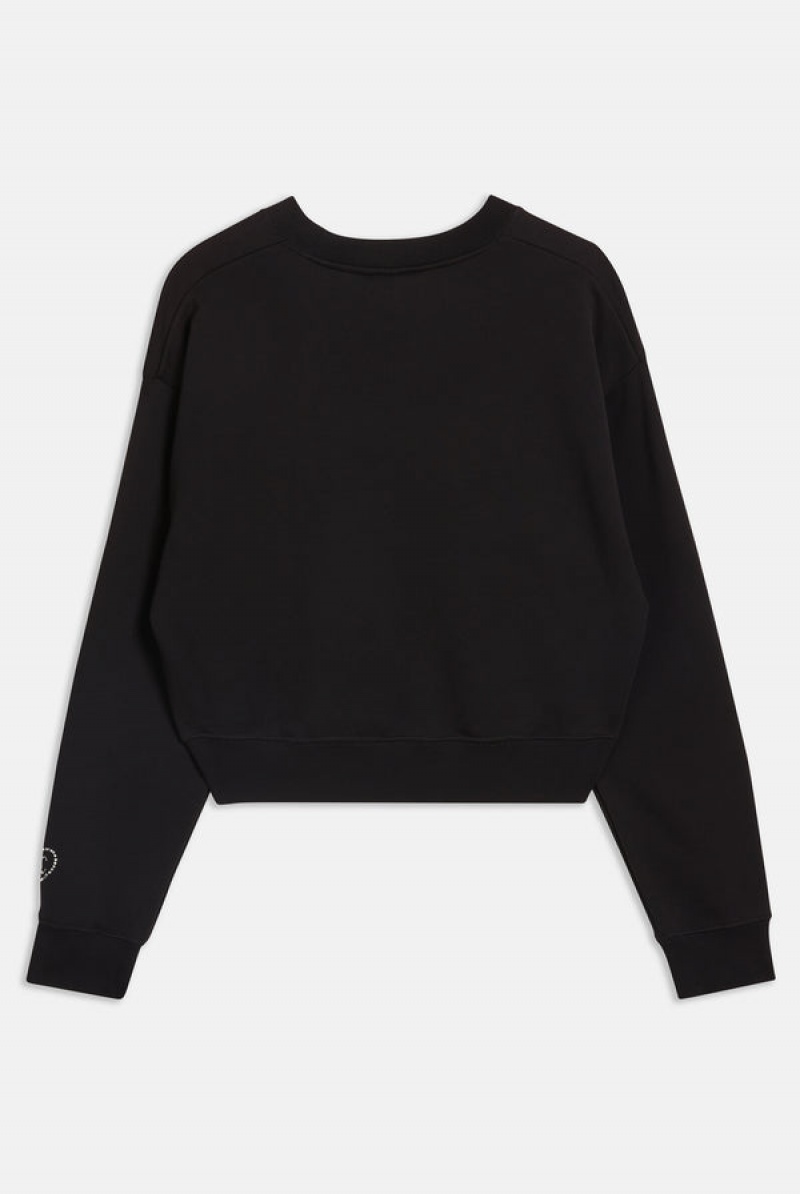 Black Juicy Couture Rodeo Diamante Cropped Cosy Fleece Sweat | JC-SN652284