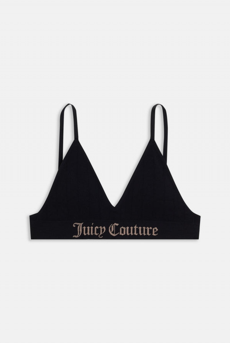 Black Juicy Couture Seamless Rib Triangle Set | JC-SN652281