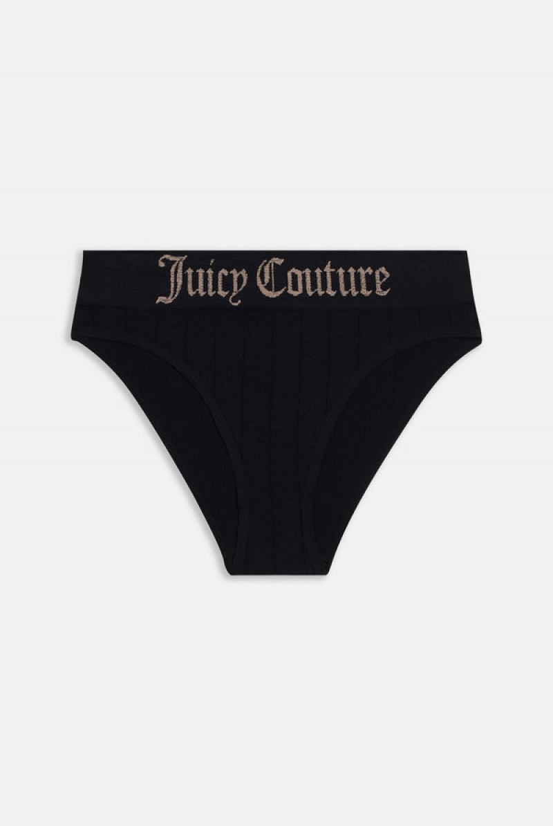 Black Juicy Couture Seamless Rib Triangle Set | JC-SN652281