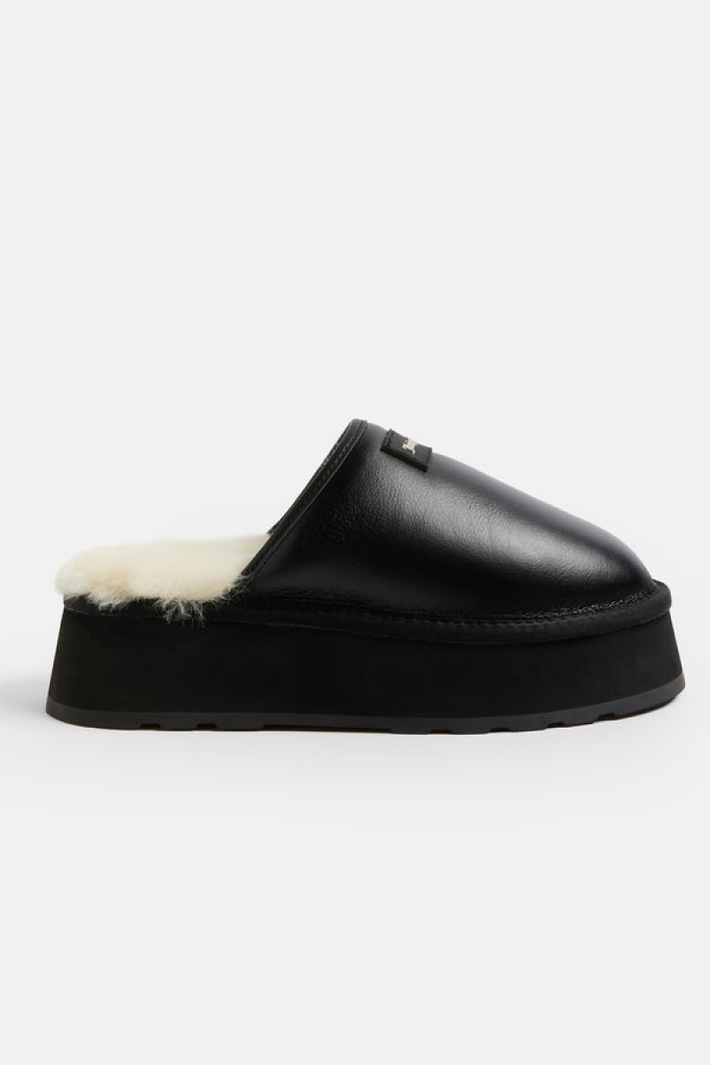 Black Juicy Couture Sheepskin Shearling Clog | JC-SN652194