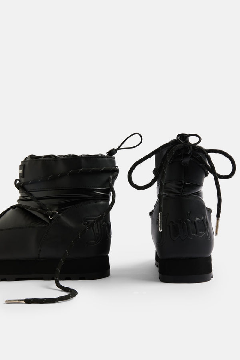 Black Juicy Couture Short Nylon Snow Boot | JC-SN652196