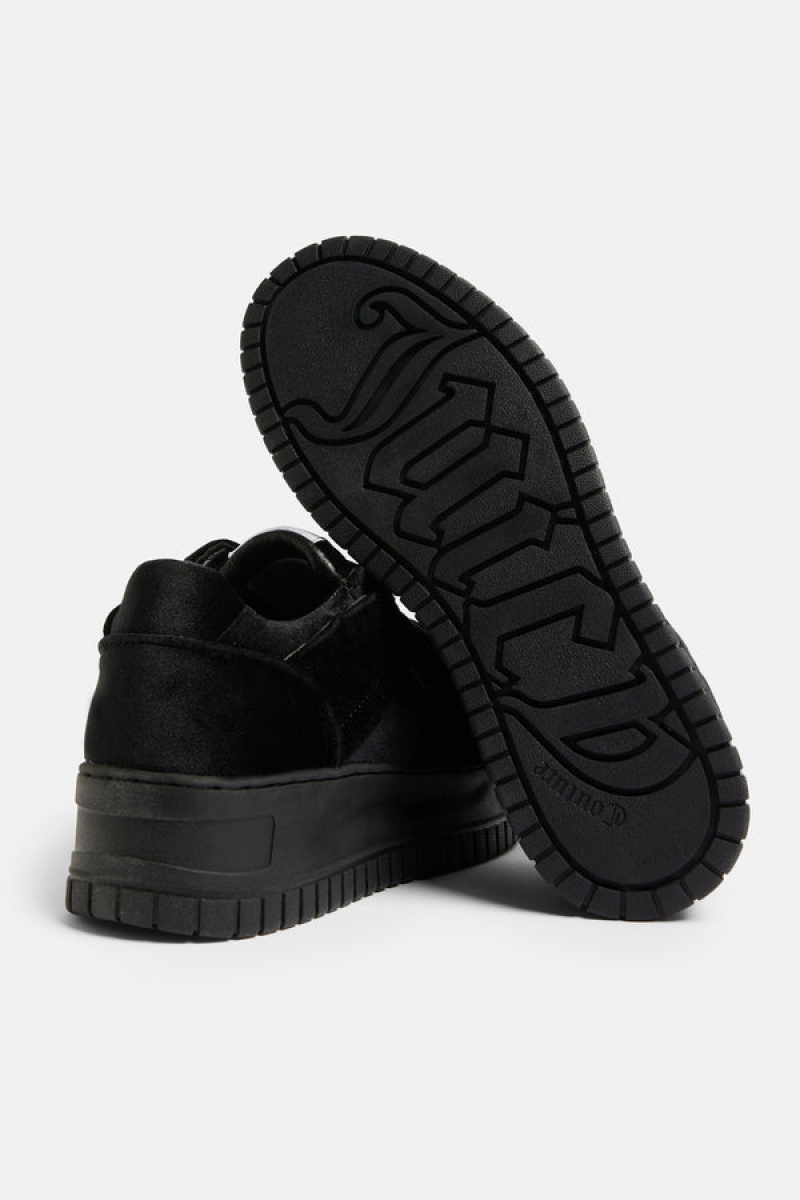 Black Juicy Couture Stacked Velvet Sneaker | JC-SN652186