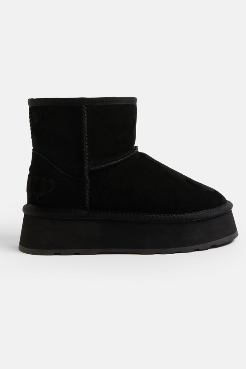 Black Juicy Couture Suede Short Flatform Boot | JC-SN652187