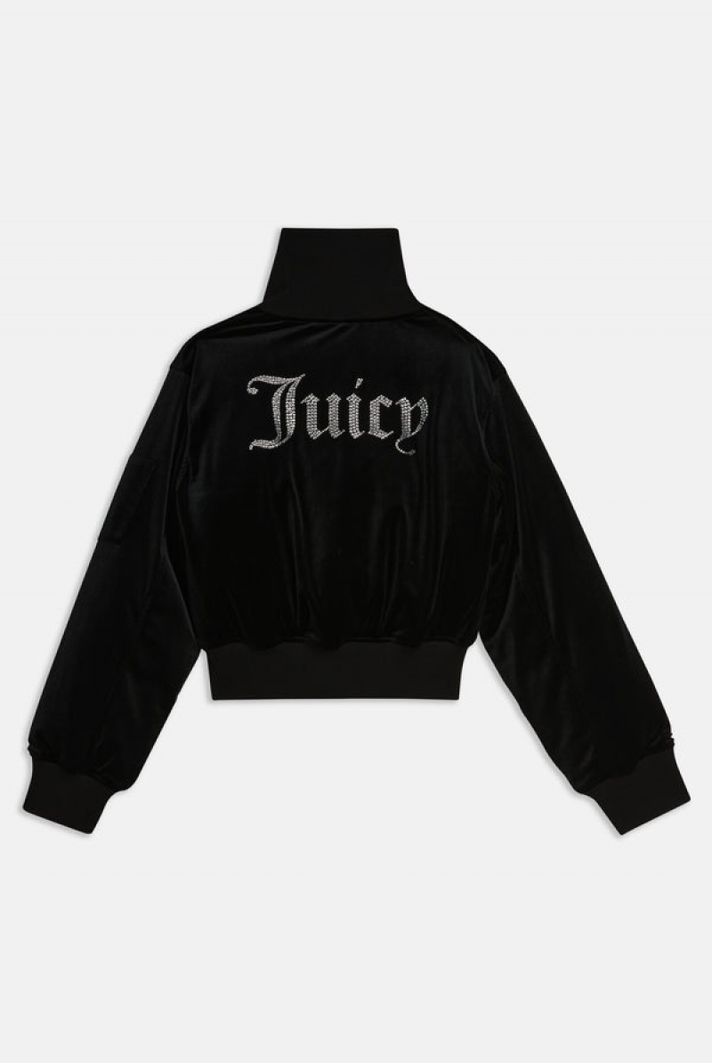 Black Juicy Couture Velour Bomber Jacket | JC-SN652300