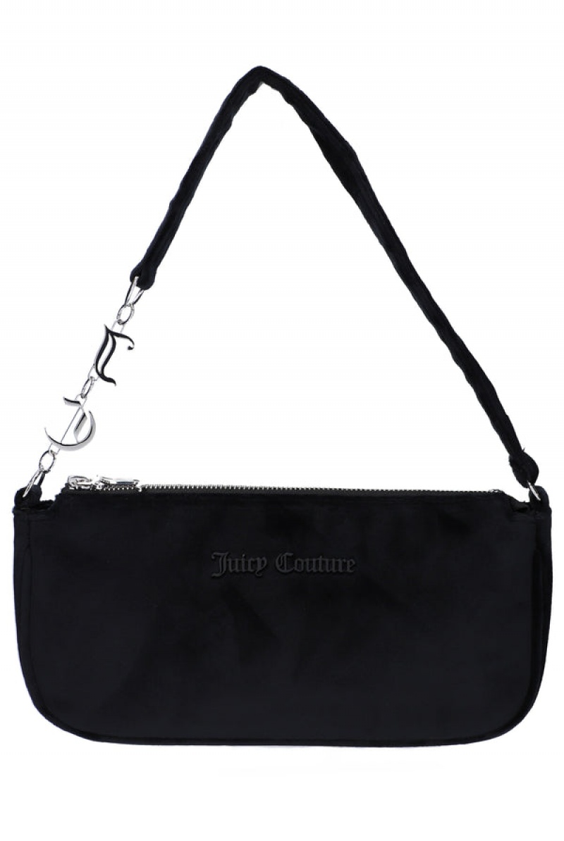 Black Juicy Couture Velour Charm Shoulder Bag | JC-SN652207