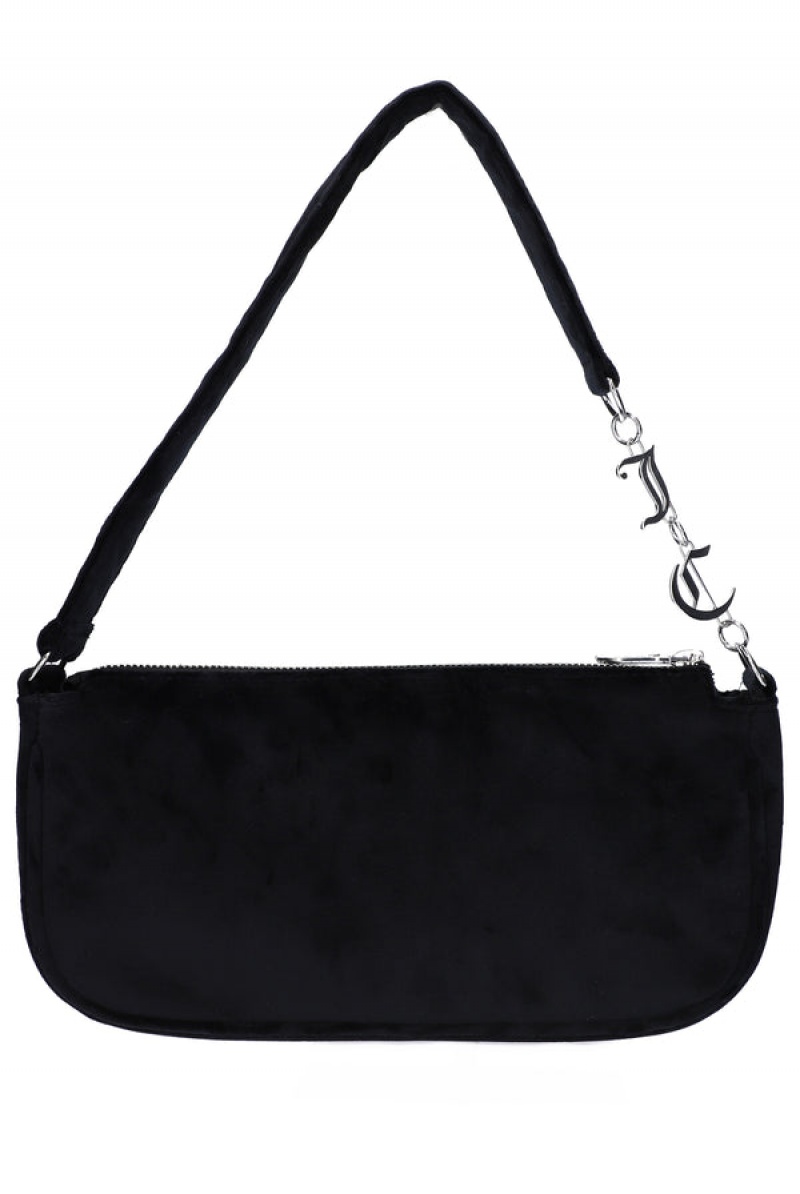 Black Juicy Couture Velour Charm Shoulder Bag | JC-SN652207