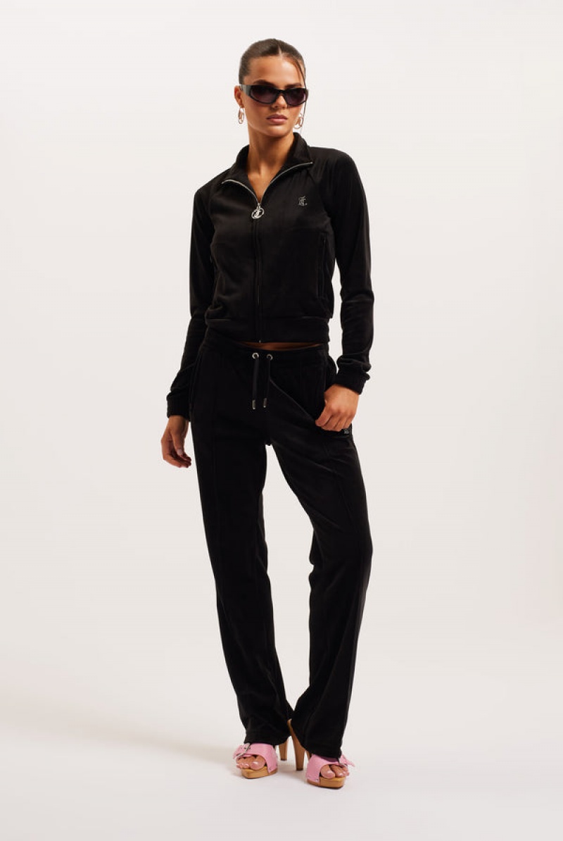 Black Juicy Couture Velour Diamante Tracksuit Bottom | JC-SN652150