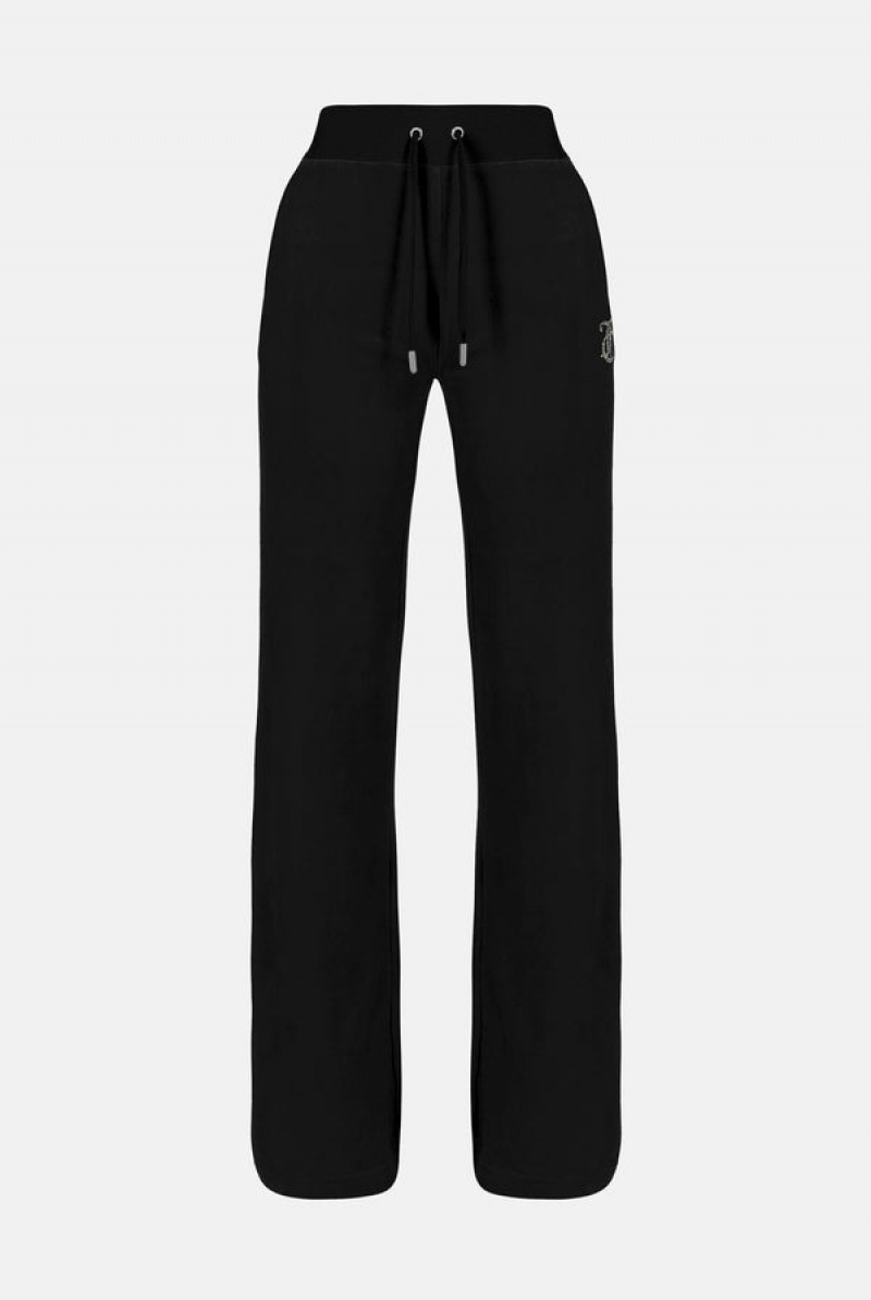 Black Juicy Couture Velour Mixed Iridescent Diamante Tracksuit Bottom | JC-SN652086