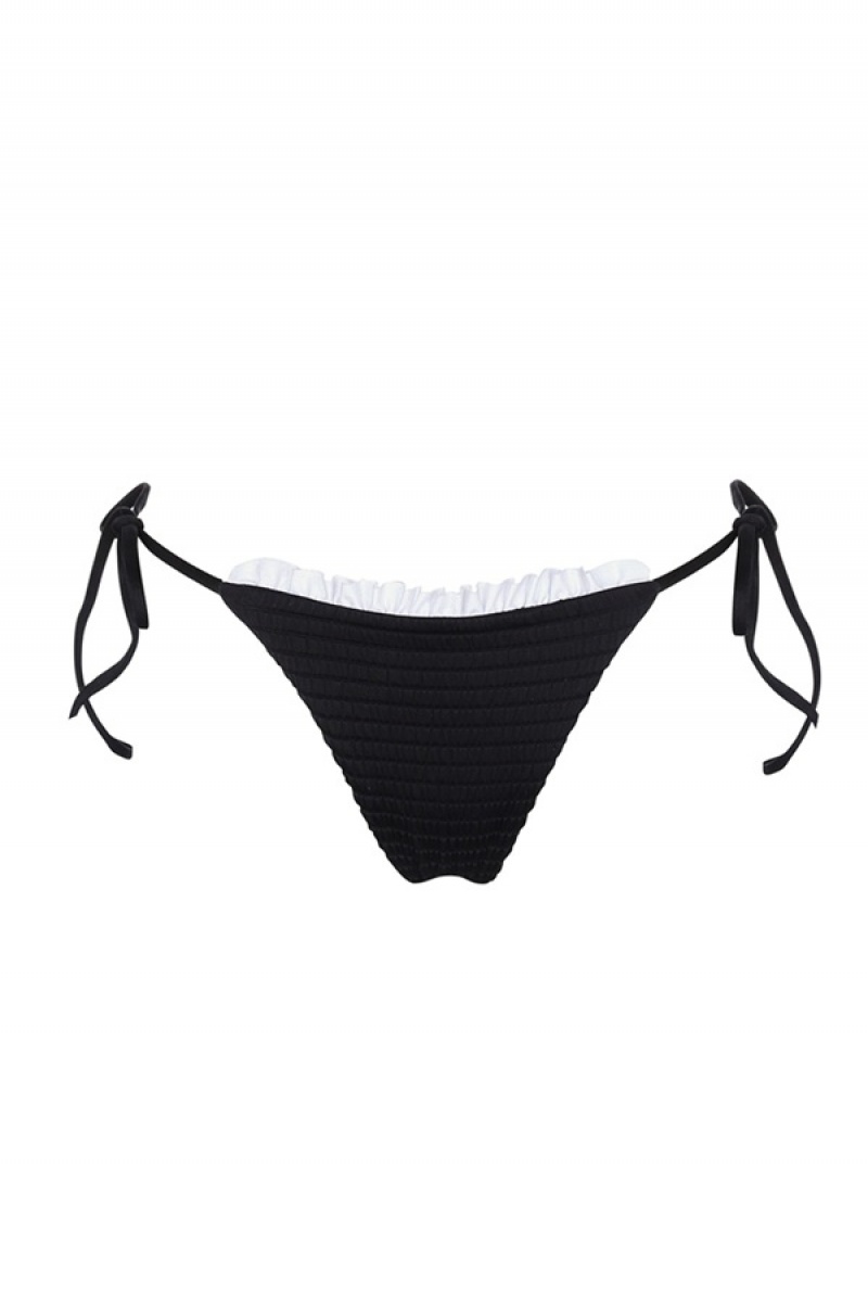 Black White Trim Juicy Couture Capittana Gaia Bikini Bottom | JC-SN651883