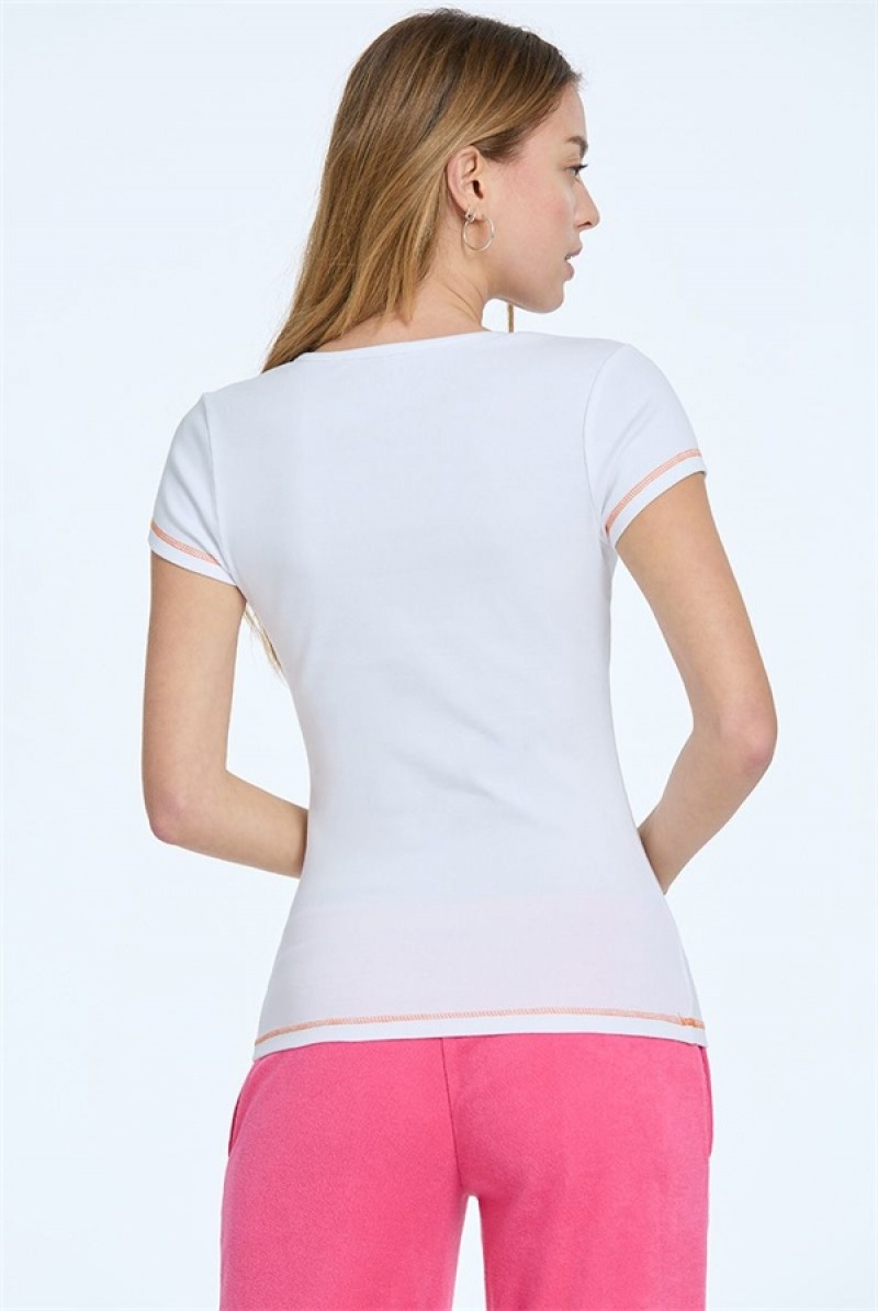 Bleached White Juicy Couture Juicy Sunset Tee | JC-SN651608