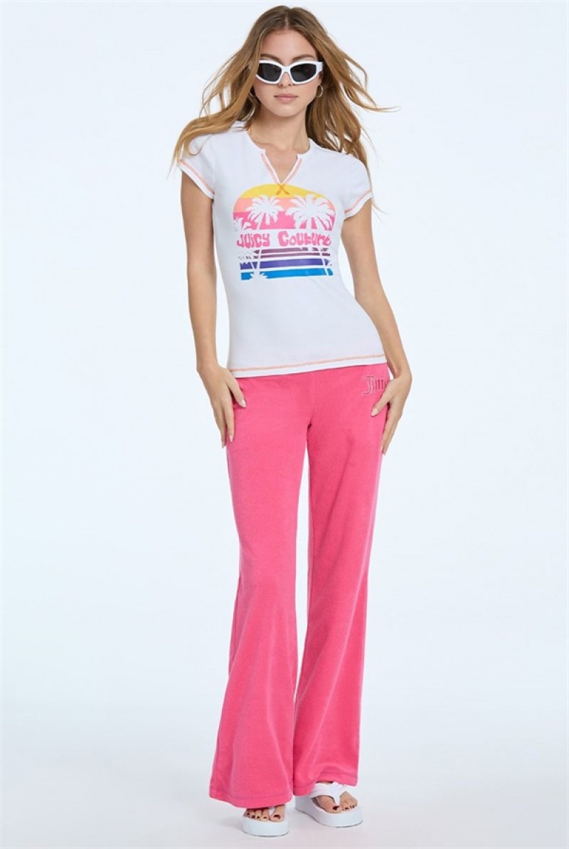 Bleached White Juicy Couture Juicy Sunset Tee | JC-SN651608