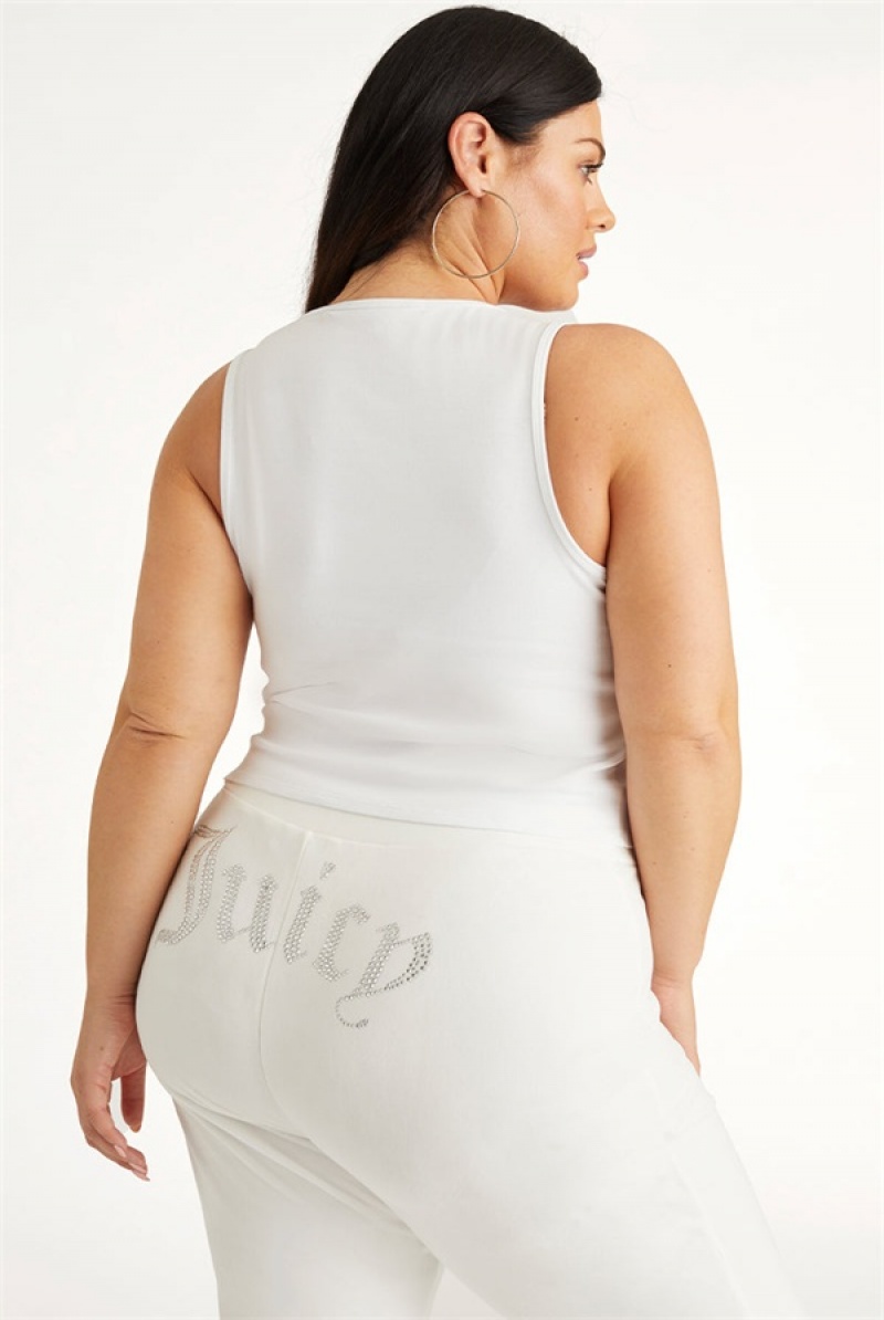 Bleached White Juicy Couture Plus-size Small Bling Tank Top | JC-SN651616