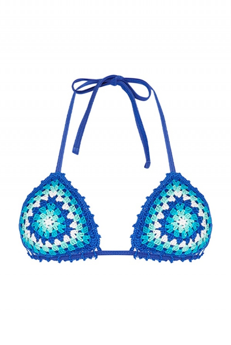 Blue Crochet Juicy Couture Capittana Cuba Bikini Top | JC-SN651860