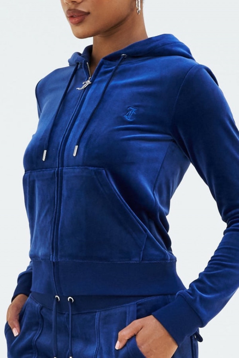 Blue Depths Juicy Couture Depths Classic Velour Robertson Hoodie | JC-SN651962