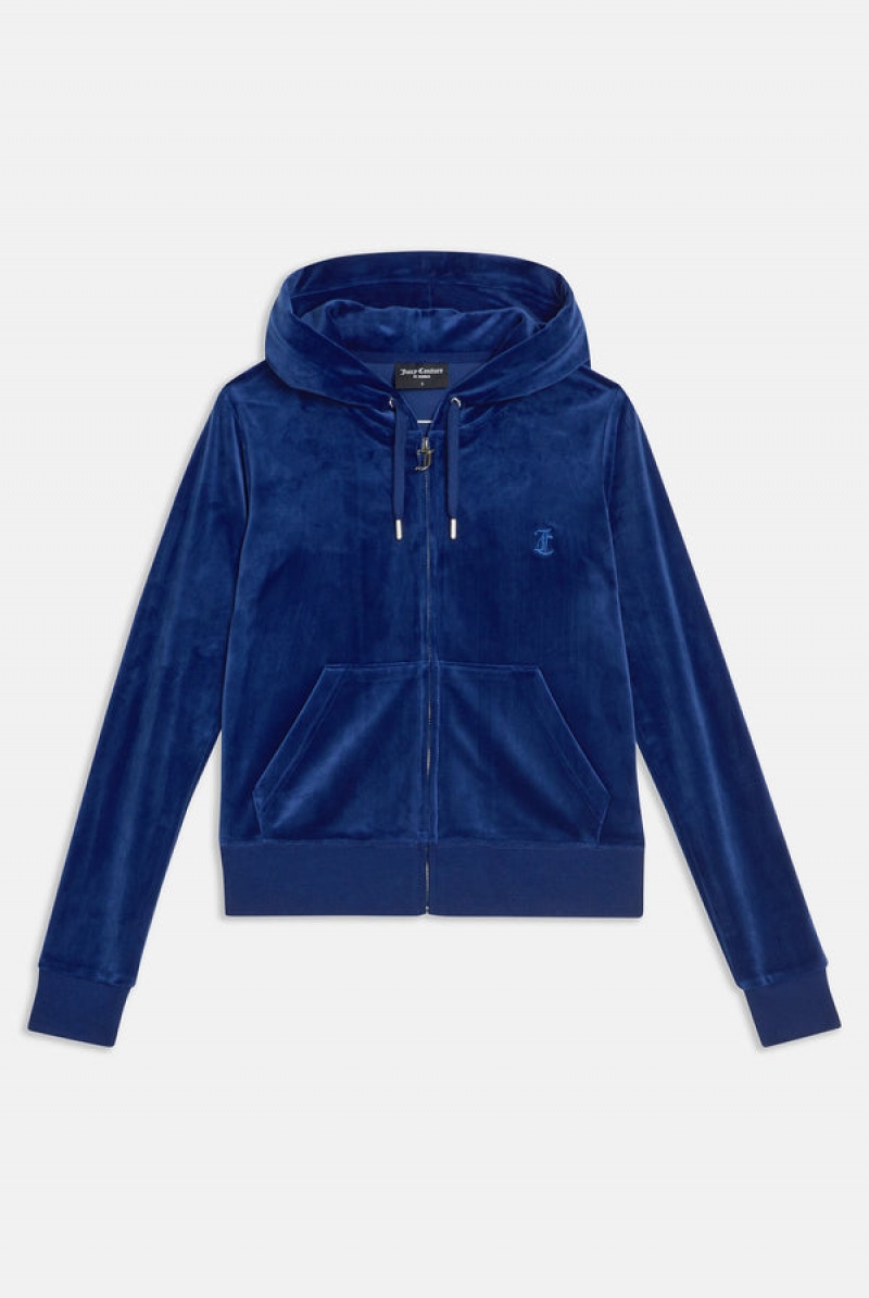 Blue Depths Juicy Couture Depths Classic Velour Robertson Hoodie | JC-SN651962