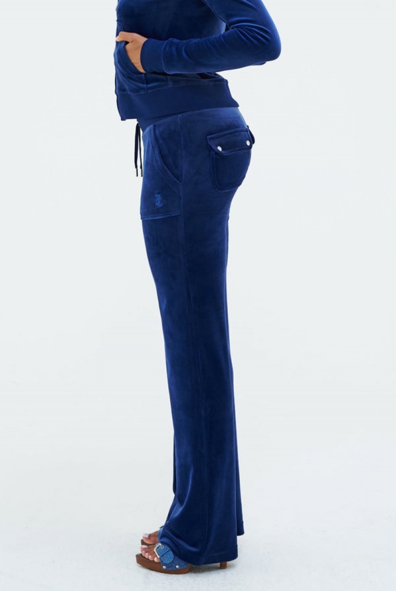 Blue Depths Juicy Couture Depths Classic Velour Del Ray Pocketed Bottoms | JC-SN652101