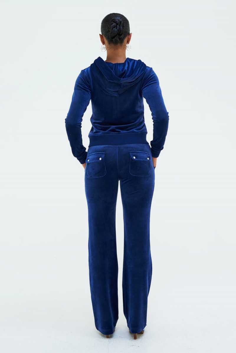 Blue Depths Juicy Couture Depths Classic Velour Del Ray Pocketed Bottoms | JC-SN652101