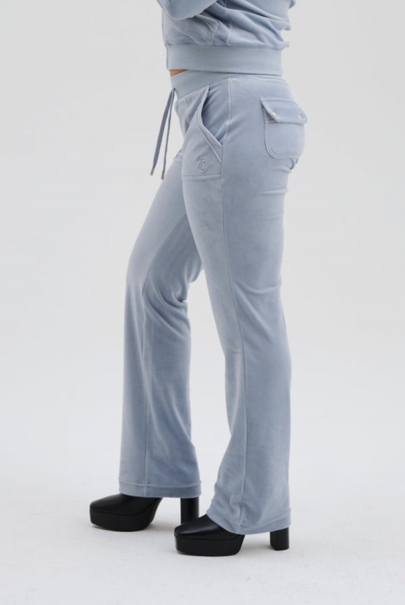 Blue Fog Juicy Couture Classic Velour Del Ray Pocketed Bottoms | JC-SN652070