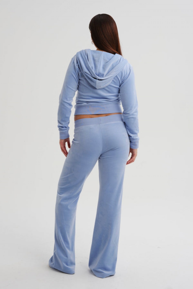 Blue Juicy Couture Low Rise Flare Classic Velour Track Pant | JC-SN652048