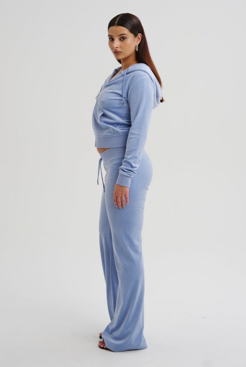 Blue Juicy Couture Low Rise Flare Classic Velour Track Pant | JC-SN652048