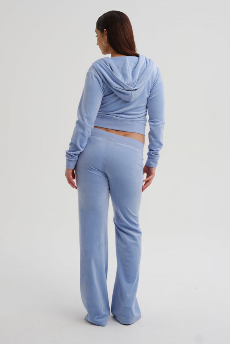 Blue Juicy Couture Low Rise Flare Classic Velour Track Pant | JC-SN652048