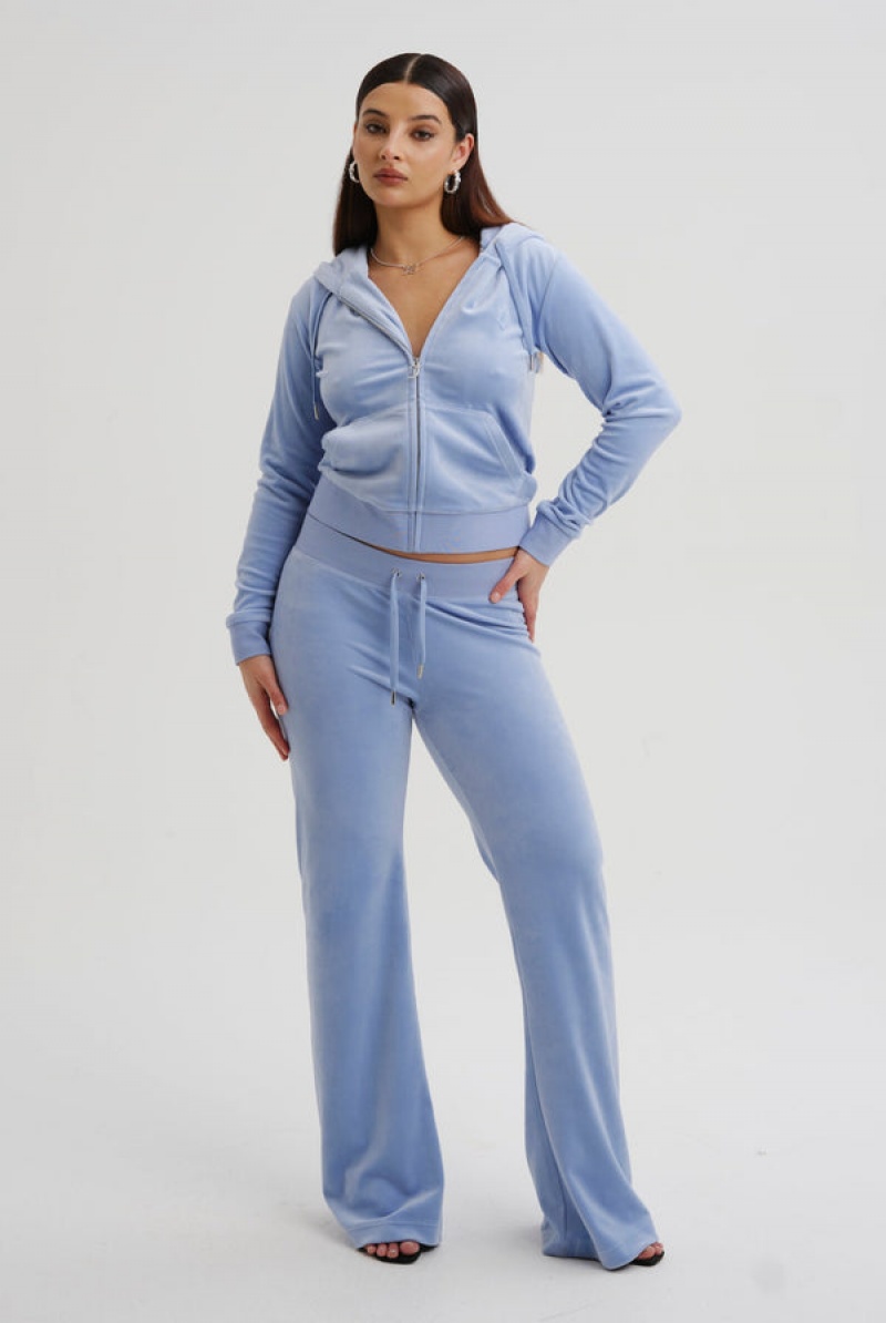 Blue Juicy Couture Low Rise Flare Classic Velour Track Pant | JC-SN652048