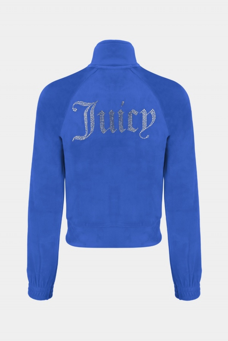 Blue Juicy Couture Regatta Velour Diamante Tracktop | JC-SN652058