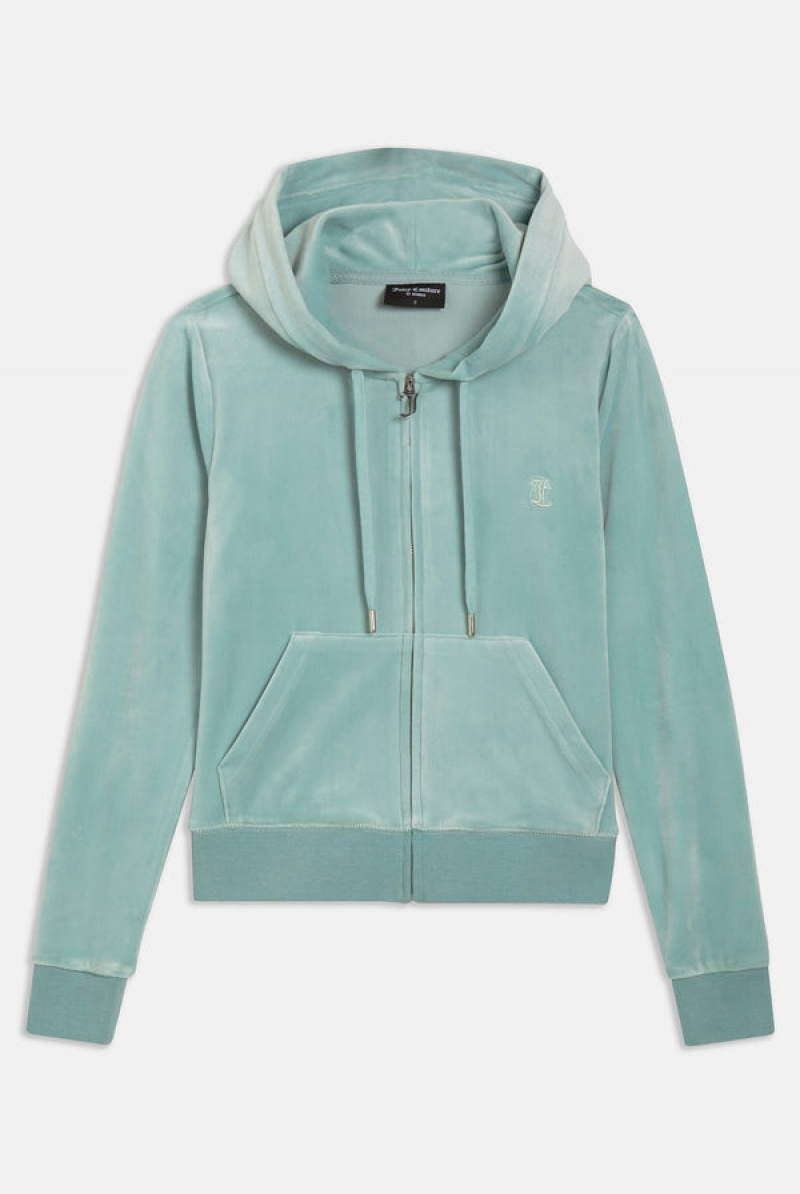 Blue Surf Juicy Couture Classic Velour Robertson Hoodie | JC-SN651998