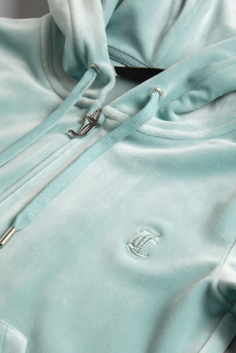 Blue Surf Juicy Couture Classic Velour Robertson Hoodie | JC-SN651998