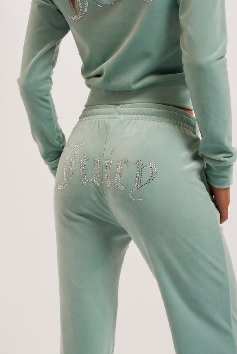 Blue Surf Juicy Couture Velour Diamante Tracksuit Bottom | JC-SN652111