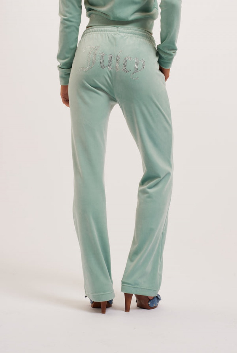 Blue Surf Juicy Couture Velour Diamante Tracksuit Bottom | JC-SN652111