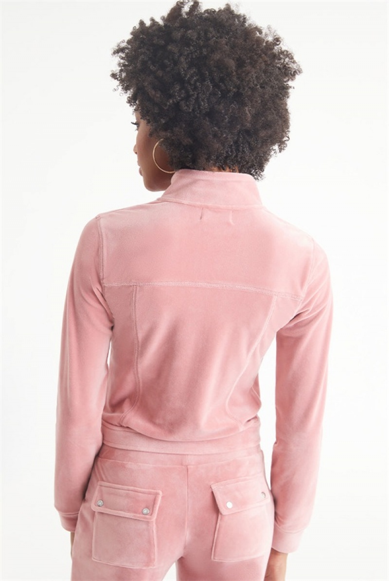 Blushing Pink Juicy Couture Velour Moto Jacket | JC-SN651534