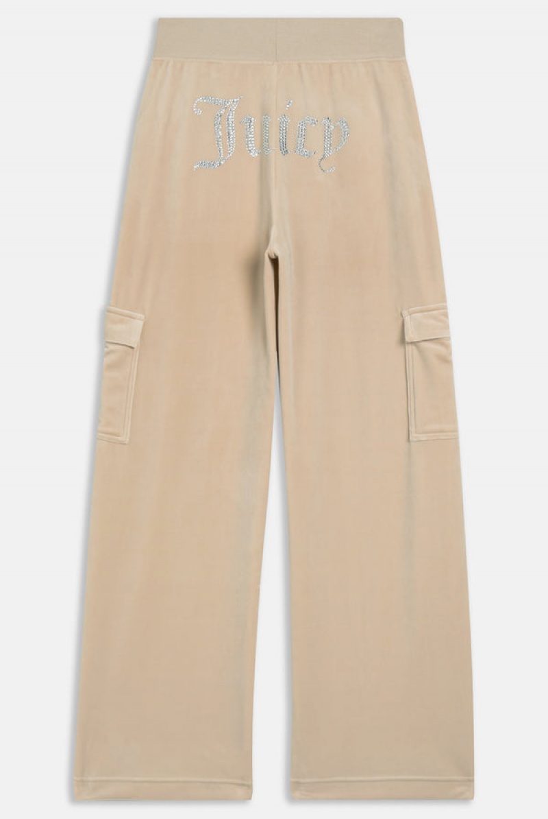 Brazilian Sand Juicy Couture Cargo Velour Diamante Trouser | JC-SN651997