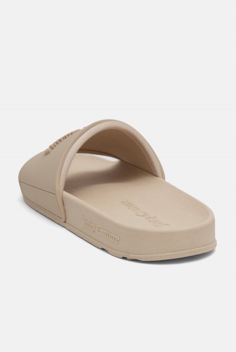 Brazilian Sand Juicy Couture Embossed Sliders | JC-SN652206