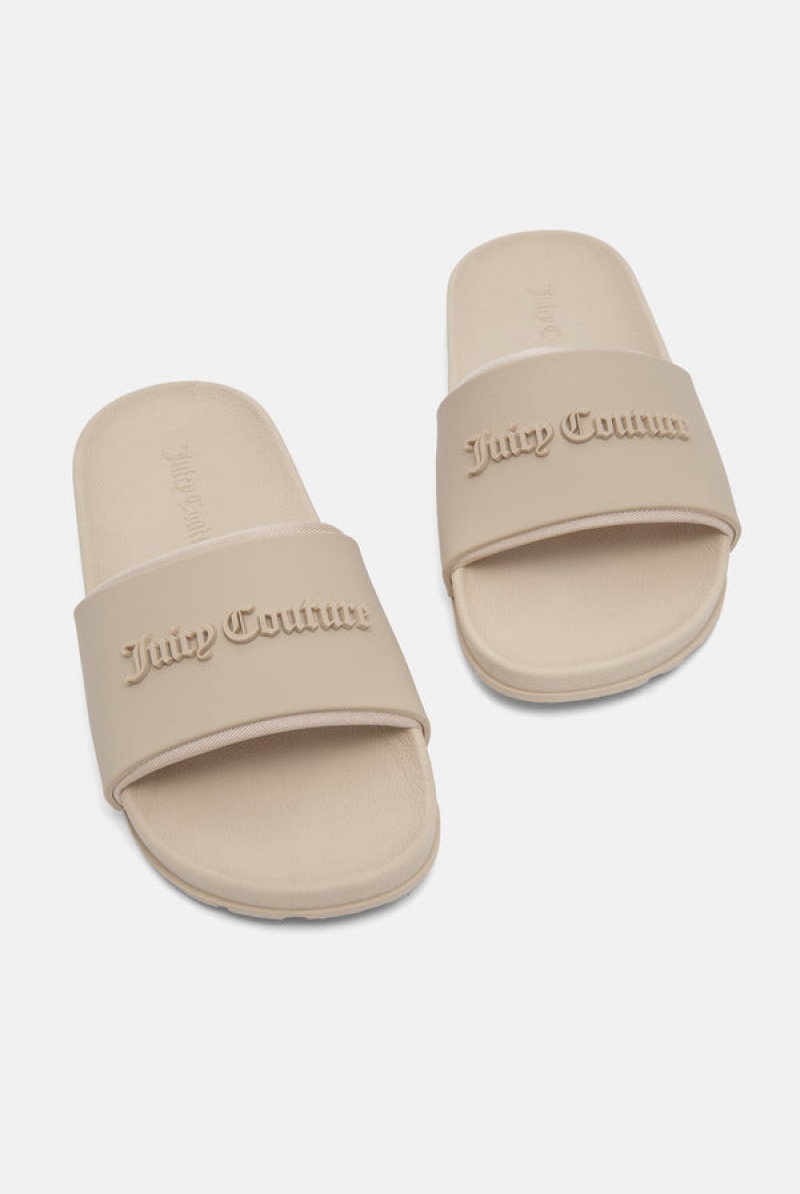 Brazilian Sand Juicy Couture Embossed Sliders | JC-SN652206