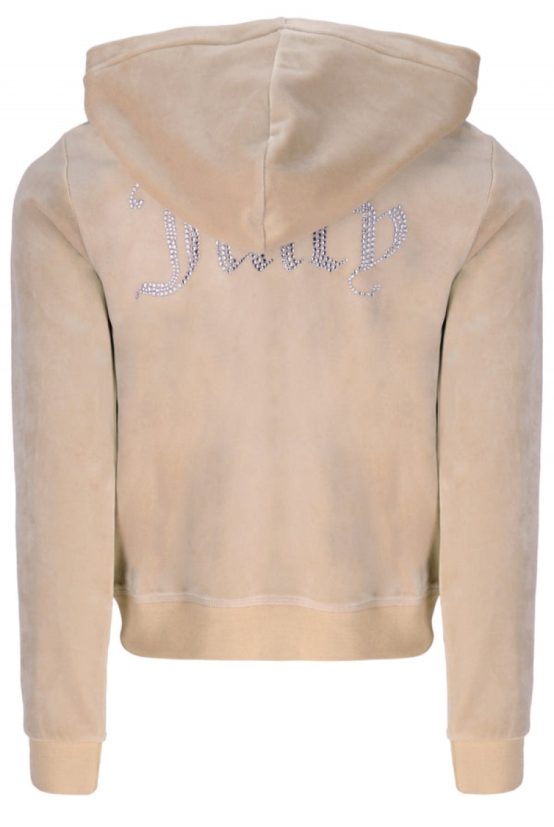 Brown Juicy Couture Classic Velour Diamante Robertson Hoodie | JC-SN652021