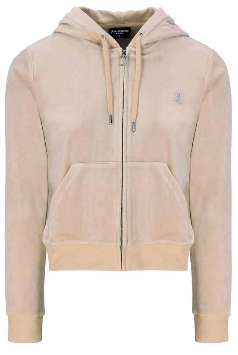 Brown Juicy Couture Classic Velour Diamante Robertson Hoodie | JC-SN652021