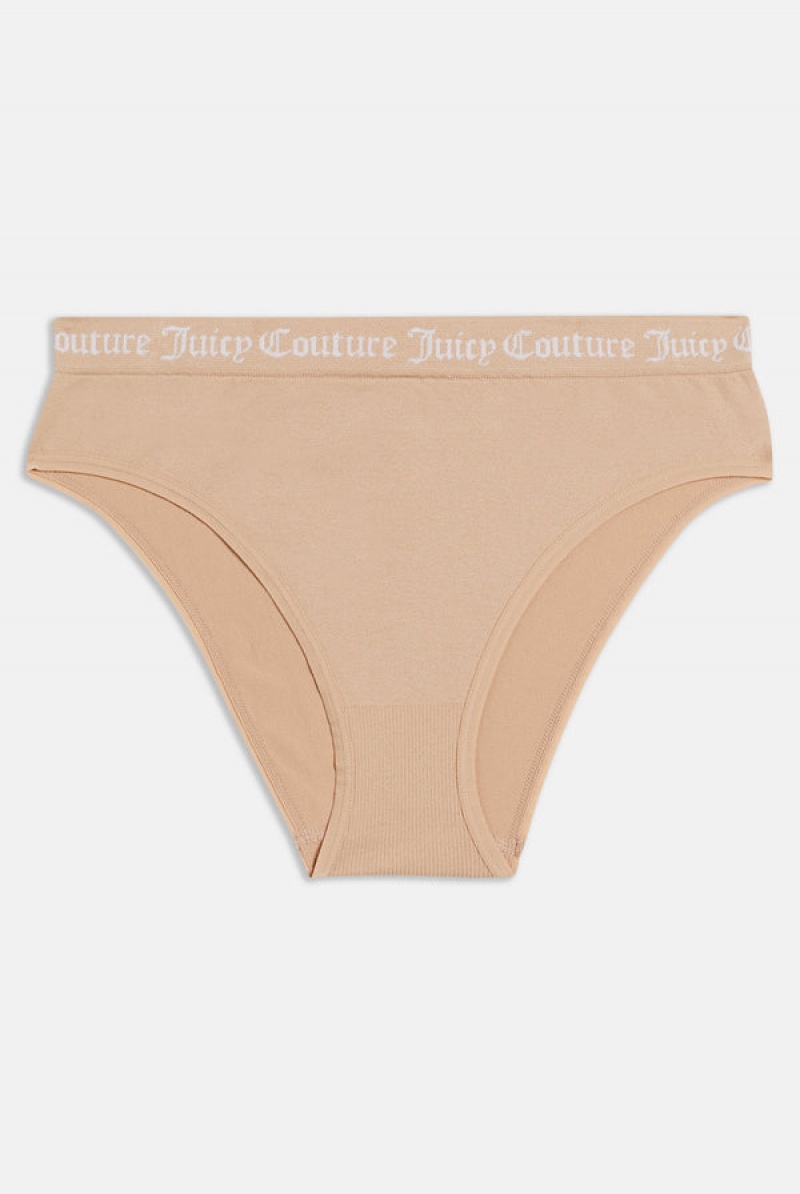 Brown Juicy Couture Pack Of 3 Flat Knit Seamless Mid-rise Briefs | JC-SN652272