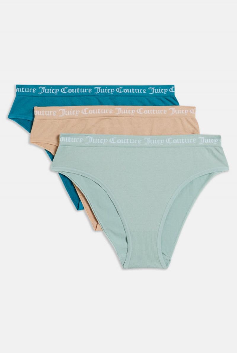 Brown Juicy Couture Pack Of 3 Flat Knit Seamless Mid-rise Briefs | JC-SN652272