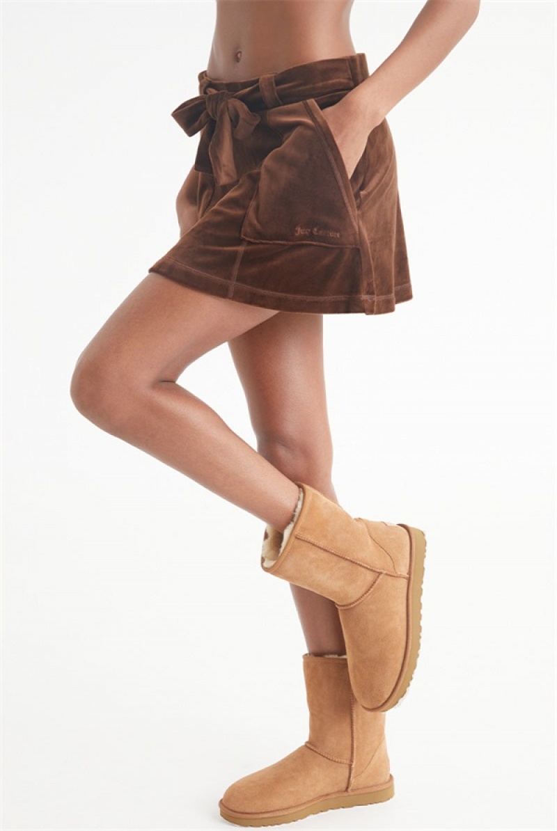 Brown Sugar Juicy Couture Velour Cargo Skirt | JC-SN651826