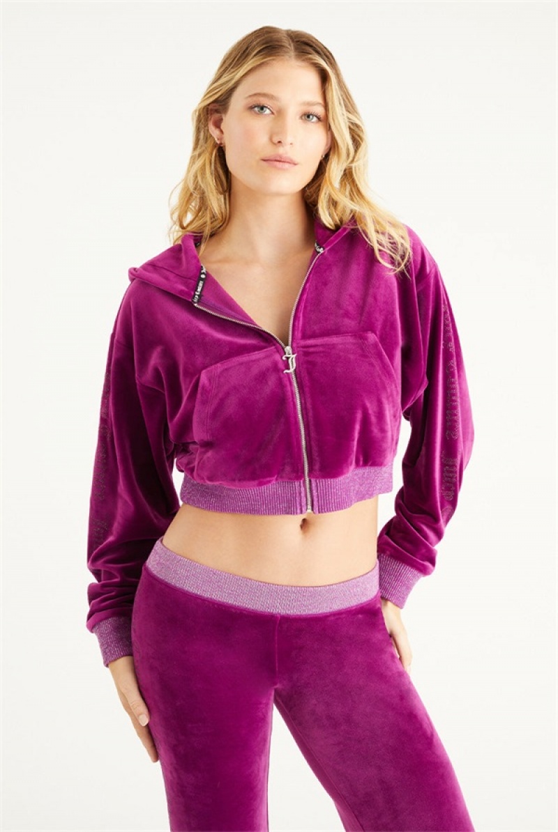 Candied Fig Juicy Couture Cropped Jacket With Side Bling | JC-SN651569