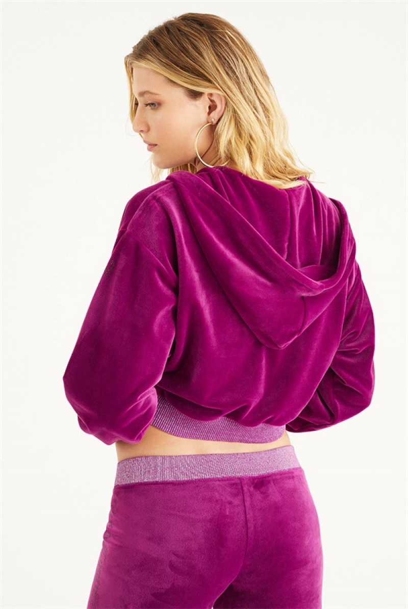 Candied Fig Juicy Couture Cropped Jacket With Side Bling | JC-SN651569