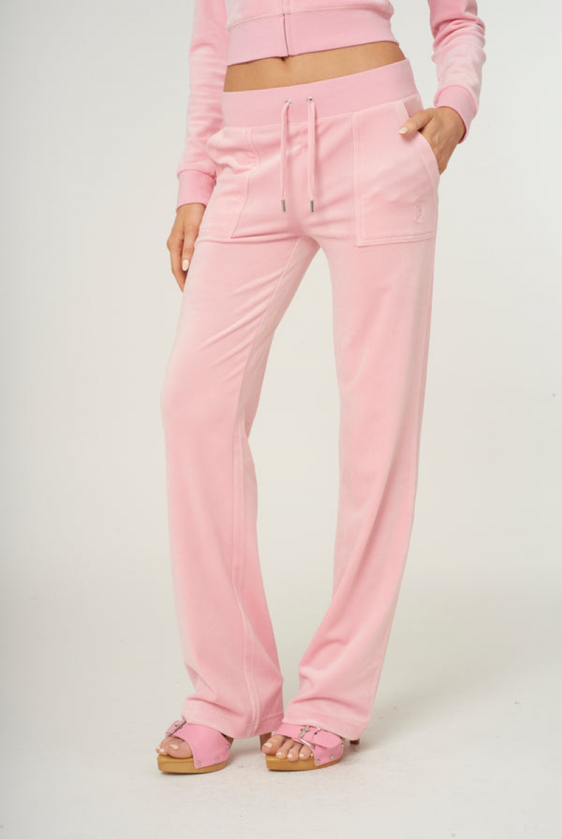 Candy Pink Juicy Couture Classic Velour Del Ray Pocketed Bottoms | JC-SN651996