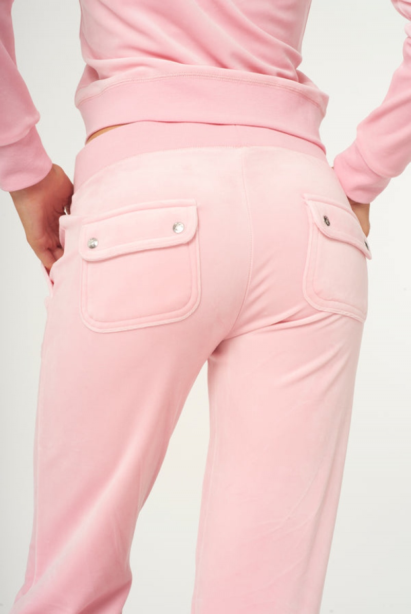 Candy Pink Juicy Couture Classic Velour Del Ray Pocketed Bottoms | JC-SN651996