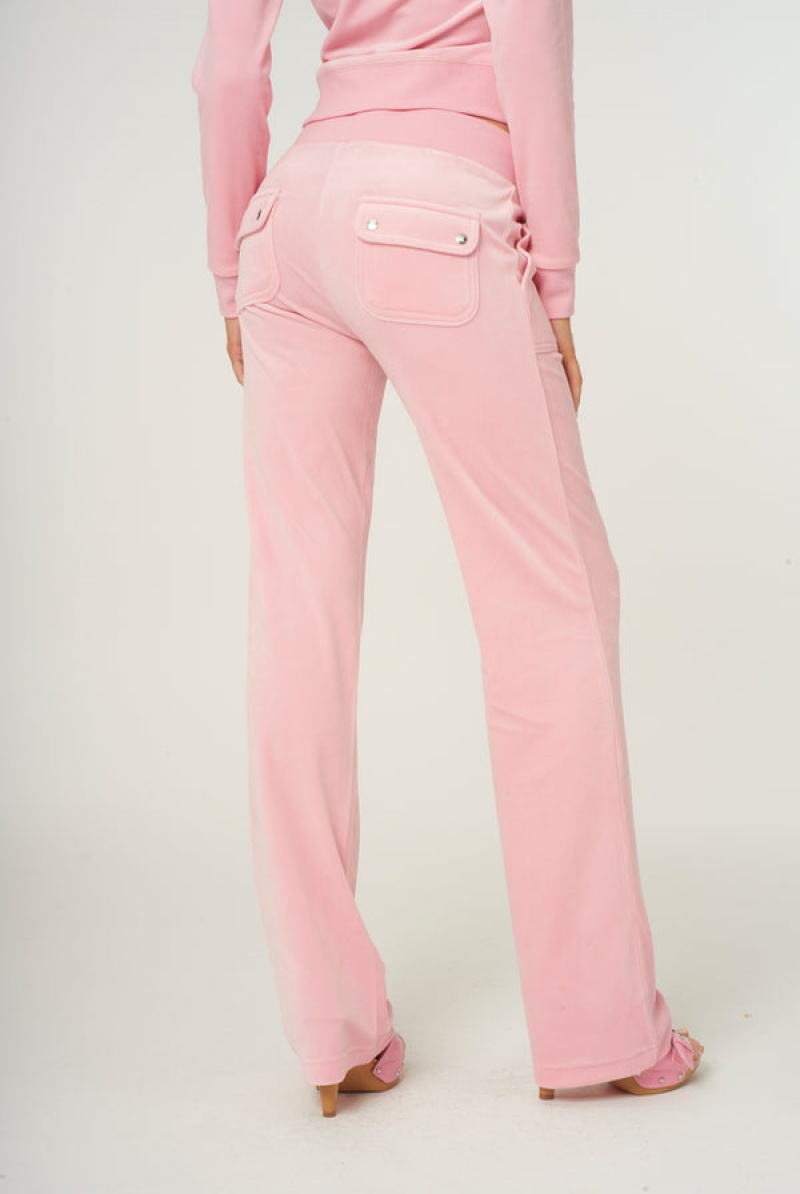 Candy Pink Juicy Couture Classic Velour Del Ray Pocketed Bottoms | JC-SN651996