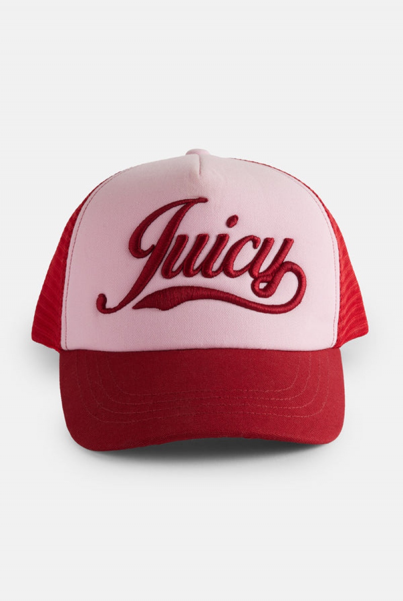 Candy Pink Juicy Couture Cotton Canvas Trucker Cap | JC-SN652340