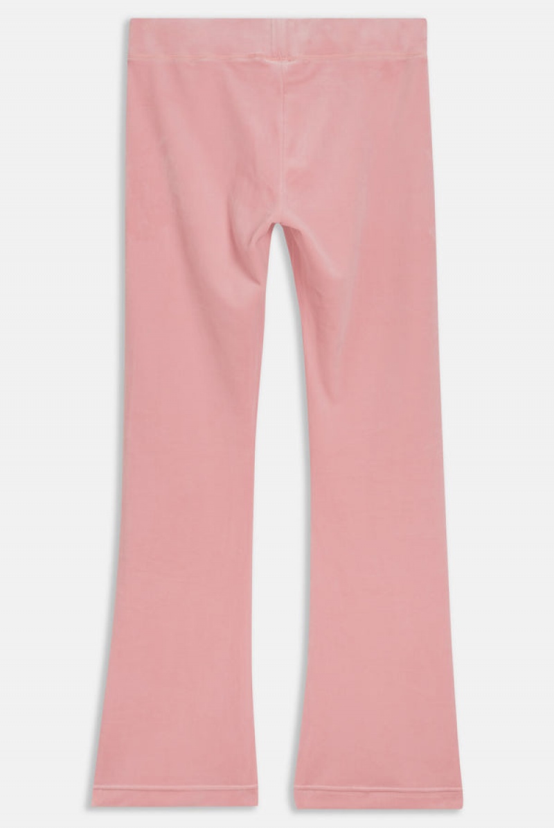 Candy Pink Juicy Couture Crown Embroide Velour Trackpants | JC-SN651970